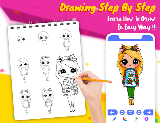 Drawely – How To Draw Cute Girls and Coloring Book mod screenshots 2