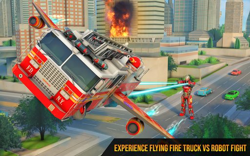 Flying Firefighter Truck Transform Robot Games mod screenshots 2