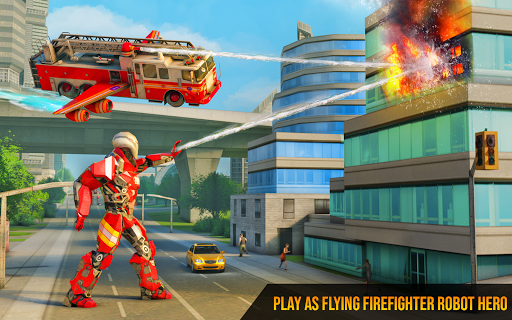 Flying Firefighter Truck Transform Robot Games mod screenshots 3