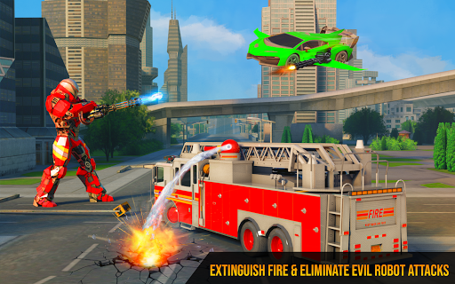 Flying Firefighter Truck Transform Robot Games mod screenshots 4