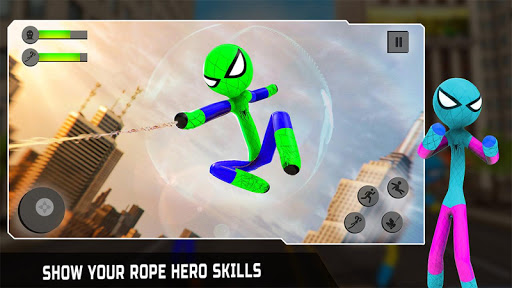 Flying Hero Stickman Rope Hero Grand Crime City mod screenshots 1