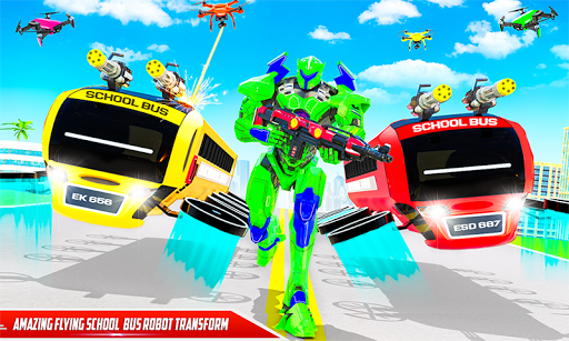 Flying School Bus Robot Hero Robot Games mod screenshots 2