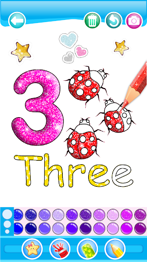 Glitter Number and letters coloring Book for kids mod screenshots 4
