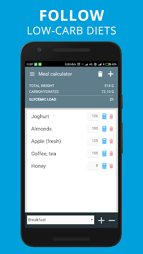 Glycemic Index Load in food net carbs diet tracker mod screenshots 4
