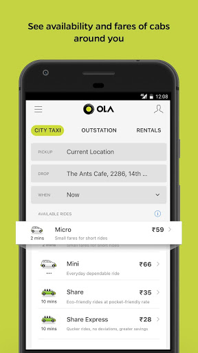 Ola Lite Lighter Faster Ola App. Book Taxi amp Cabs mod screenshots 1
