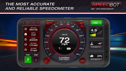 Speedbot. Free GPSOBD2 Speedometer mod screenshots 1