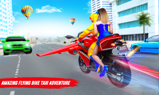 Superhero Flying Bike Taxi Driving Simulator Games mod screenshots 1