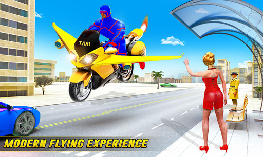 Superhero Flying Bike Taxi Driving Simulator Games mod screenshots 2