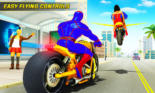 Superhero Flying Bike Taxi Driving Simulator Games mod screenshots 3
